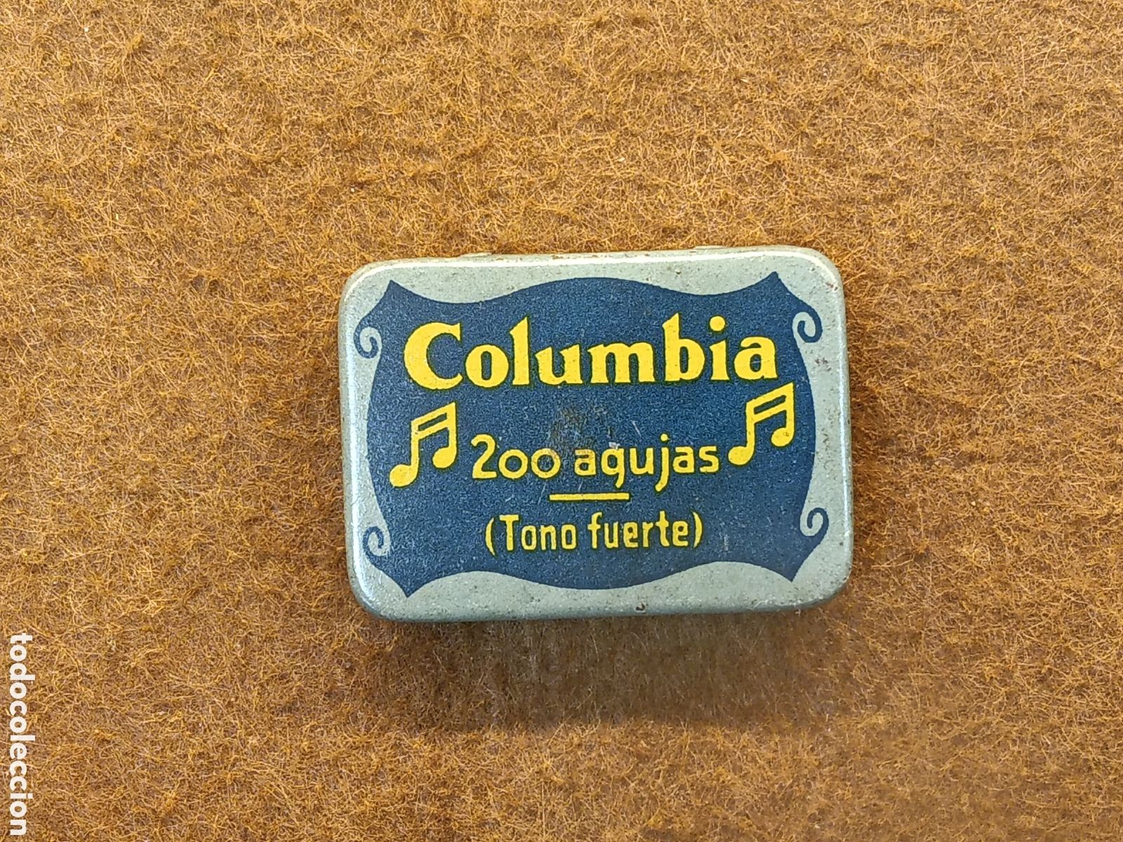 Gramophones: ANTIGUA CAJITA METALICA . COLUMBIA . AGUJAS PARA GRAMOLA , GRAMOFONO