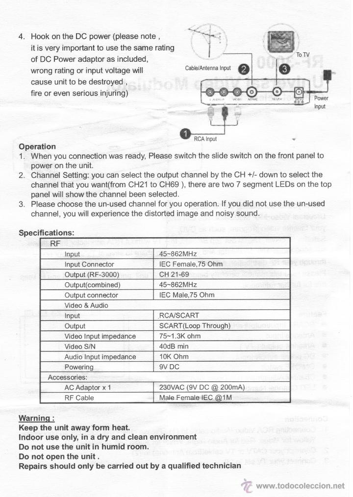 Radios antiguas: Modulador de Video y Audio RF3000.sanna - Foto 7
