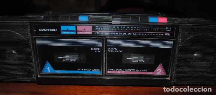 Radios antiguas: Radio Cassette COMTECH AM/FM stereo double cassette recorder. - Foto 4