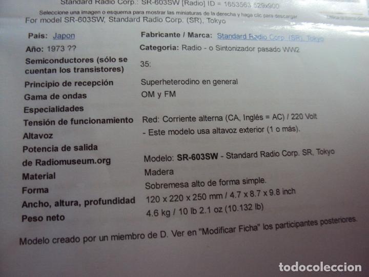 Radios antiguas: RADIO SR-603SW - Foto 2