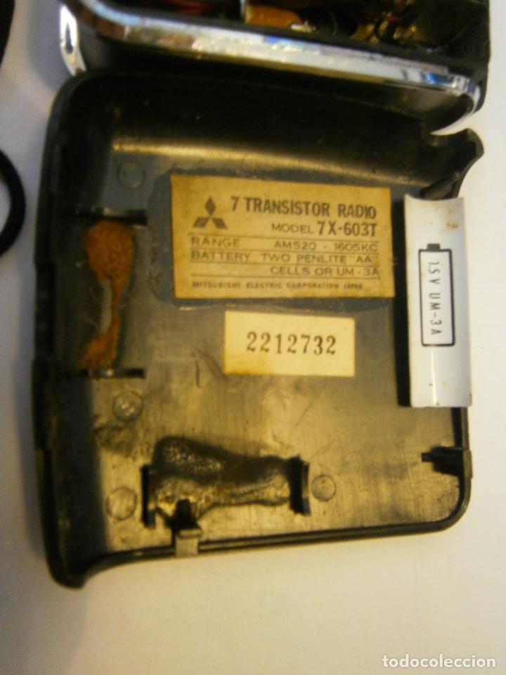 Radios antiguas: ANTIGUO TRANSISTOR MITSUBISHI ELECTRIC 7X-603T - Foto 4