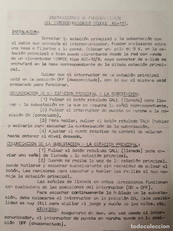 Radios antiguas: INTERCOM SET RAMMAR - INTERCOMUNICADOR - MODELO KE-117- CON INSTRUCCIONES - Foto 17