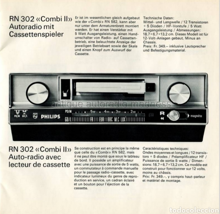 Radios antiguas: Autoradio vintage Phillips RN 392 del a&ntilde;o 1973 - Foto 12