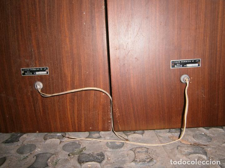 Radios antiguas: COLUMNAS DE SONIDO HM MODELO HASLER EN MADERA DE GRAN PESO +- 50 CM - Foto 8