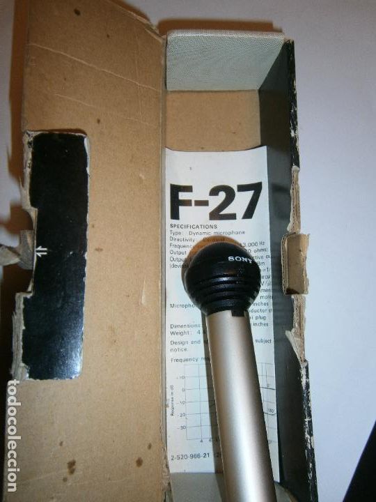 Radios antiguas: ANTIGUO MICROFONO SONY F-27 EN SU CAJA - Foto 3