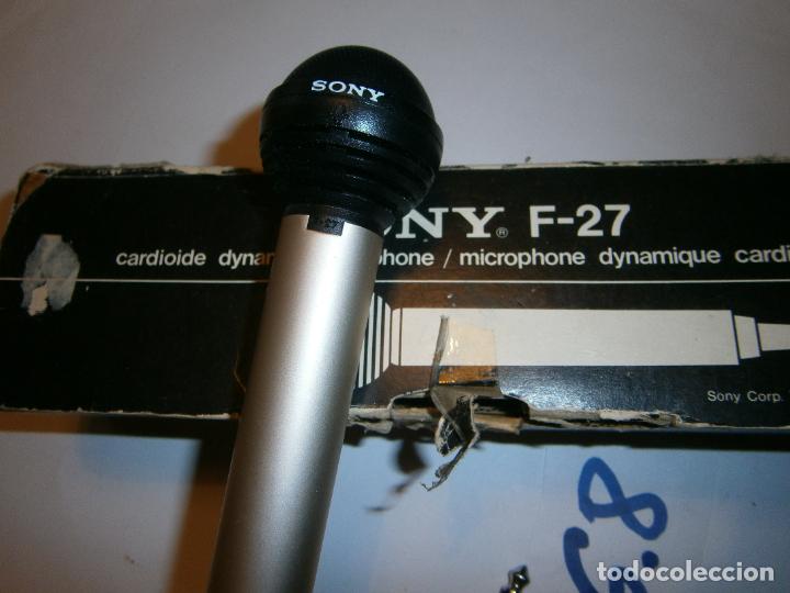 Radios antiguas: ANTIGUO MICROFONO SONY F-27 EN SU CAJA - Foto 1