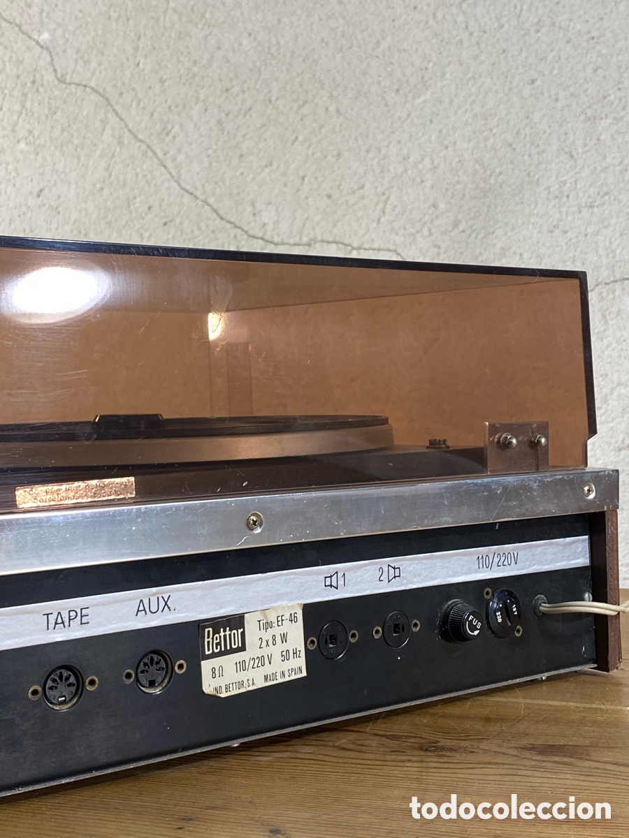 Radios antiguas: Tocadiscos marca espa&ntilde;ola Bettor EF-46. Solid State Stereo, salida aux + tape. Funcionando. - Foto 7