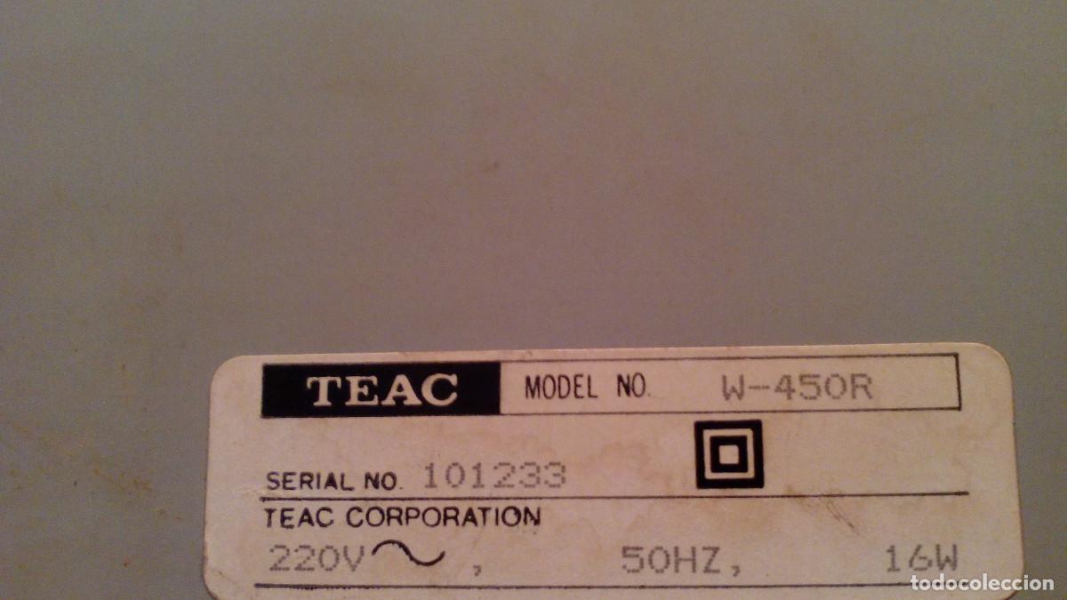 Radios antiguas: TEAC CASETTE DECK DOUBLE MODEL W 450 R REF. 62 GA - Foto 2