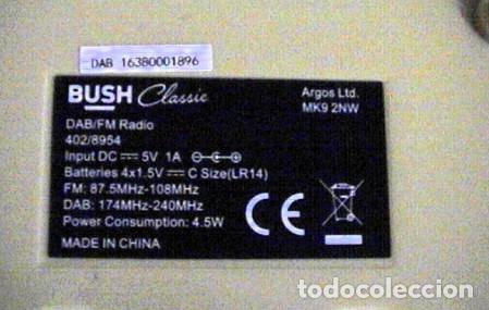 Radios antiguas: RADIO BUSH CLASSIC. FM/DAB. FUNCIONANDO. - Foto 5