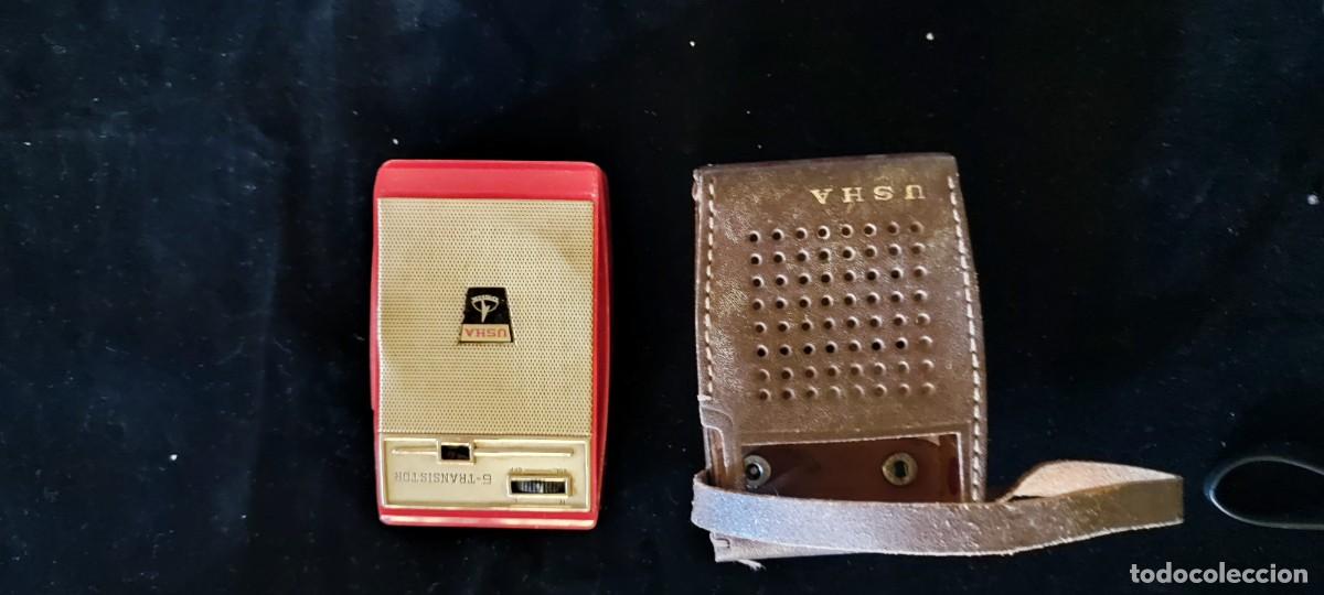 Radios antiguas: Antiguo transistor marca USHA en su funda de piel - Foto 1