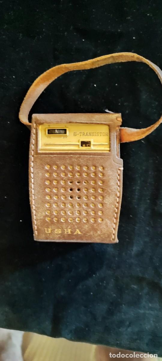 Radios antiguas: Antiguo transistor marca USHA en su funda de piel - Foto 2