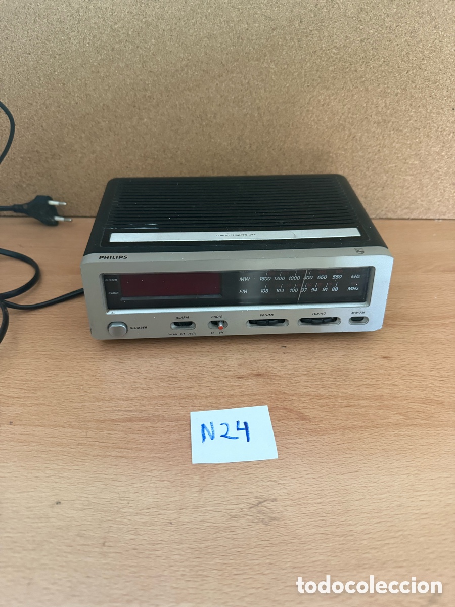 Radios antiguas: Radio despertador vintage Philips - Foto 1