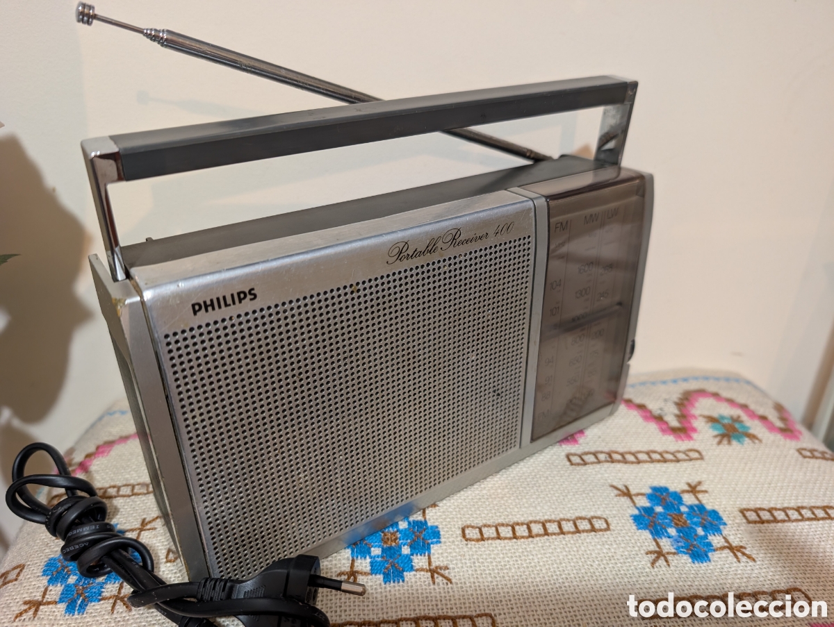 Radios antiguas: Radio Philips Portable Receiver 400, Funciona. - Foto 3