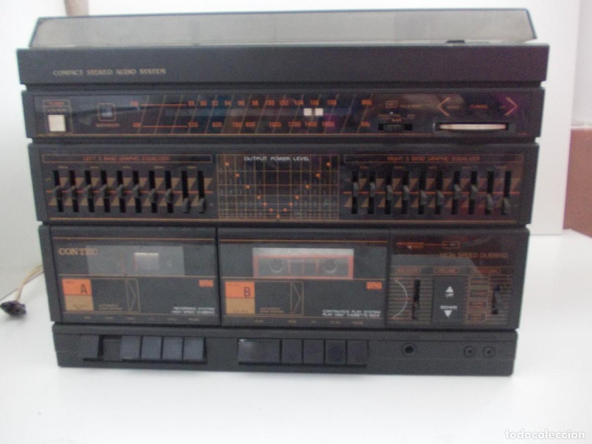 Radios antiguas: Cadena CONTEC a&ntilde;os 80 tocadiscos vinilo Stranger Things doble pletina cassette casete ecualizador
