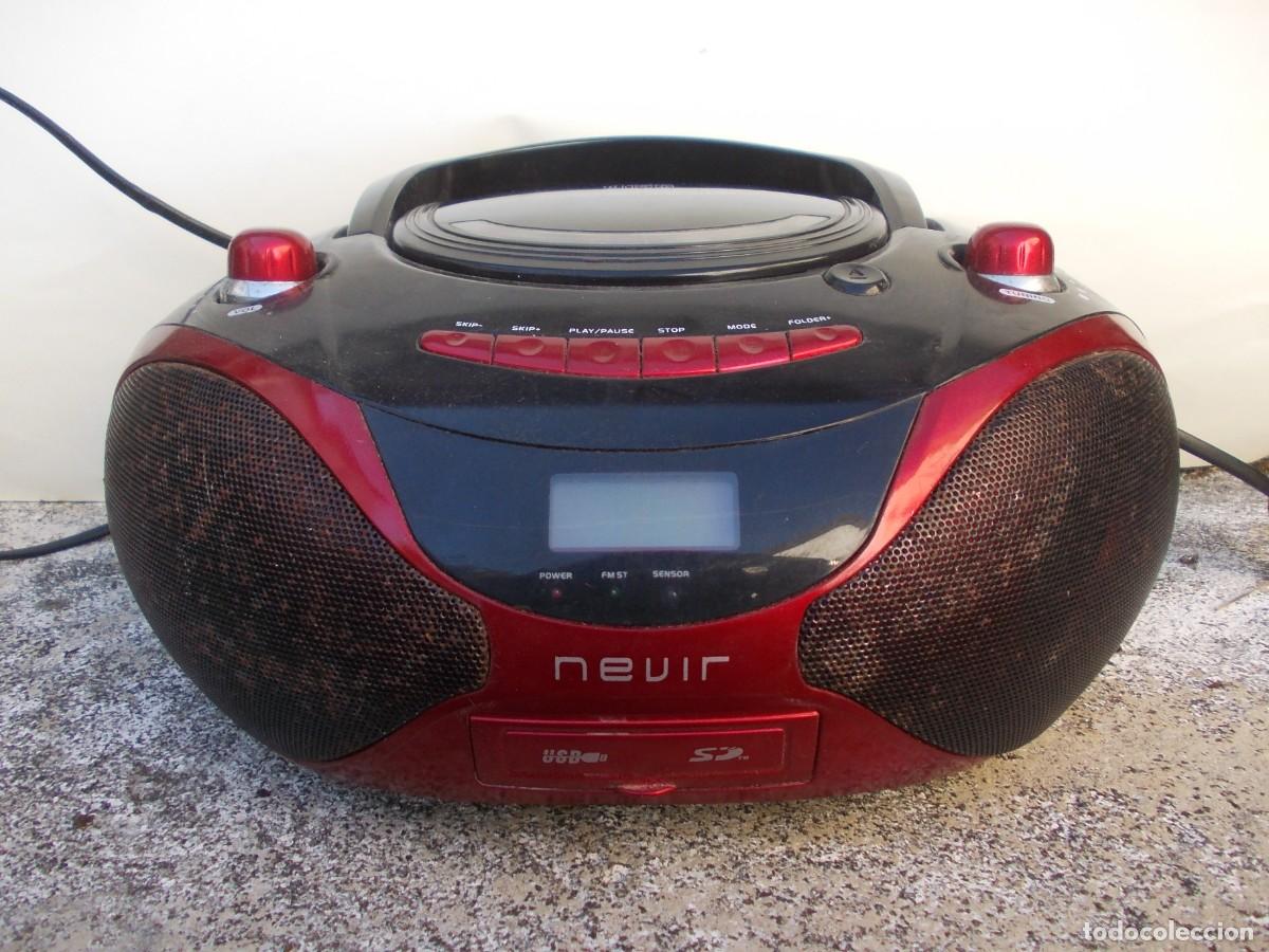 Radios antiguas: Radio CD Nevir MP3 Boombox Port&aacute;til USB SD Digital Audio Est&eacute;reo Rojo Negro Pantalla LCD Retro