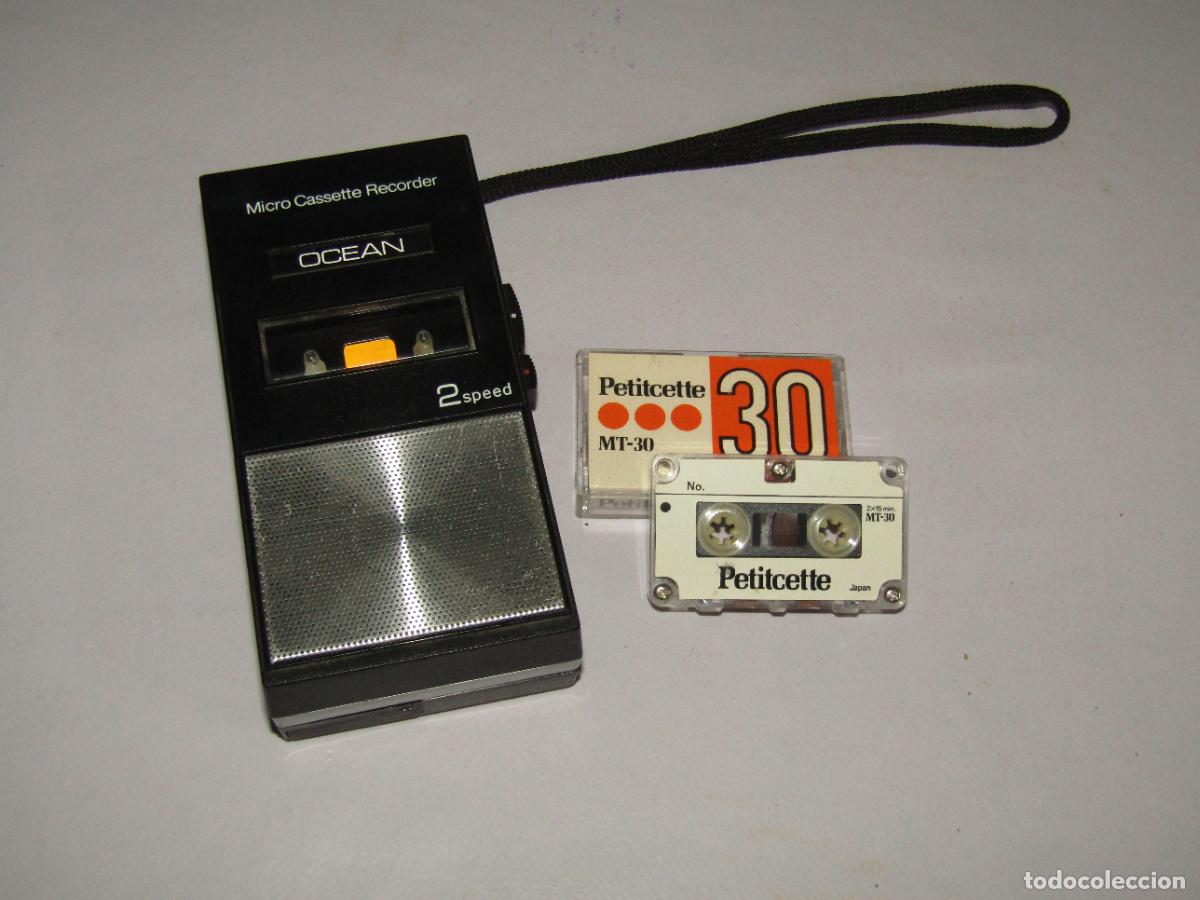 Radios antiguas: Antigua Grabadora Micro Cassette Recorder OCEAN Made in Japan - A&ntilde;os 1980s.