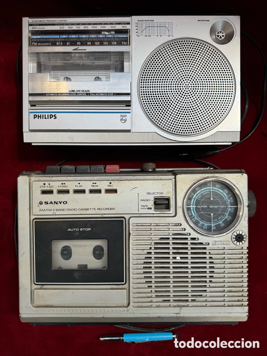 Radios antiguas: Lote de 2 radiocasetes de transistores.Funccionan! Philips y Sanyo.