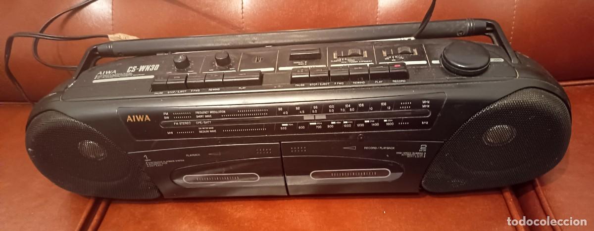 Radios antiguas: Radio cassette est&eacute;reo port&aacute;til retro Aiwa modelo CS-WN30 (Leer descripci&oacute;n)