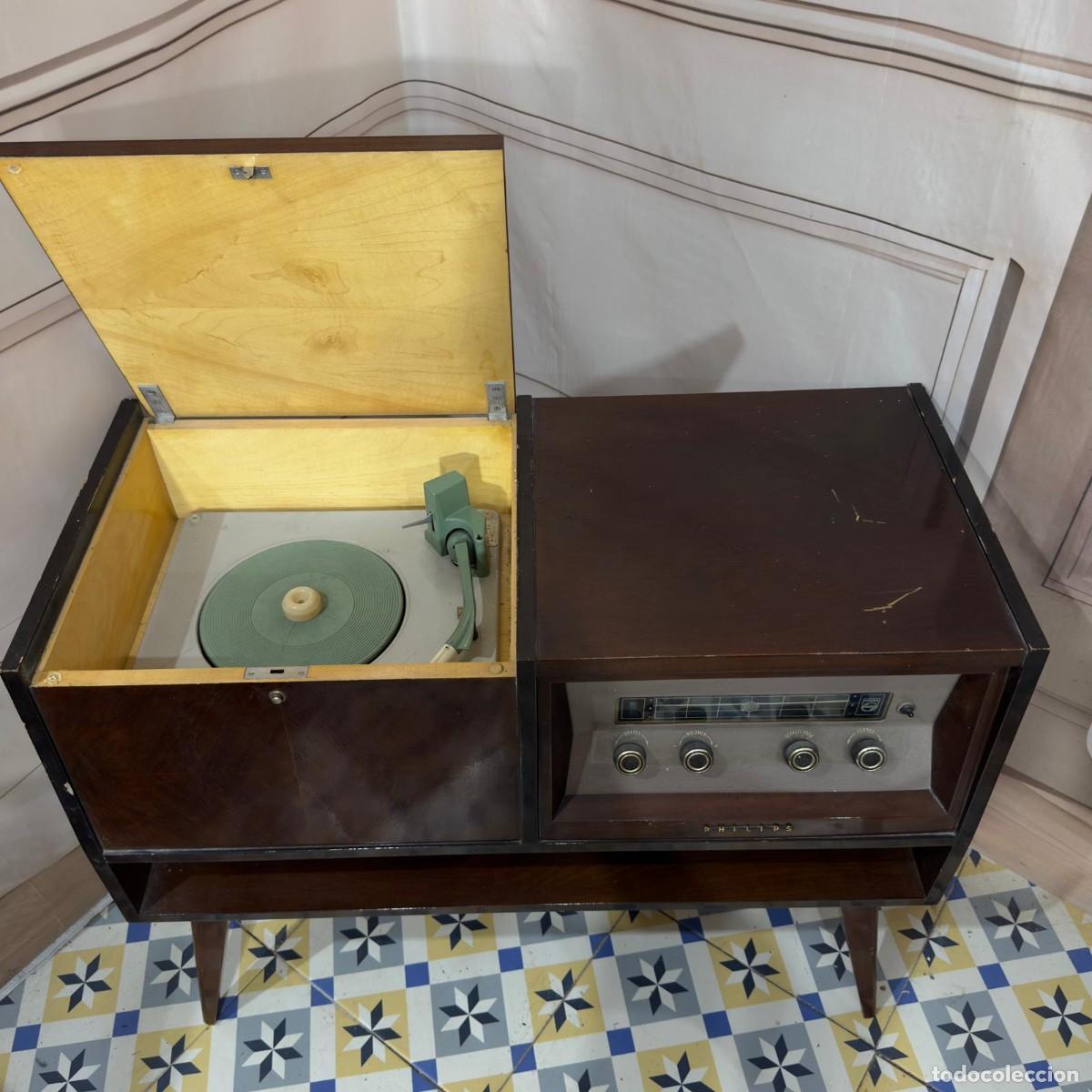 Radios antiguas: Mueble Tocadiscos Philips vintage Midcentury 50s