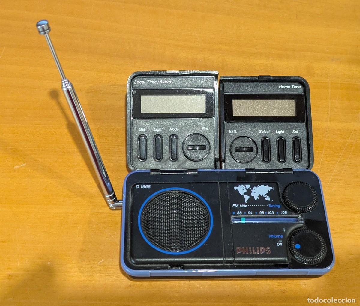Radios antiguas: Radio despertador Philips viajes doble pantalla