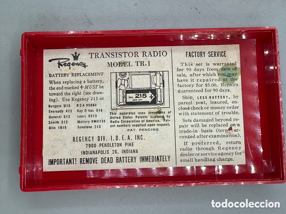 Radios antiguas: Radio transistor REGENCY TR-1 original - Foto 8