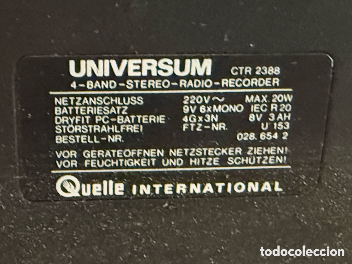 Radios antiguas: Radio Cassette. UNIVERSUM CTR 2388 - Foto 5