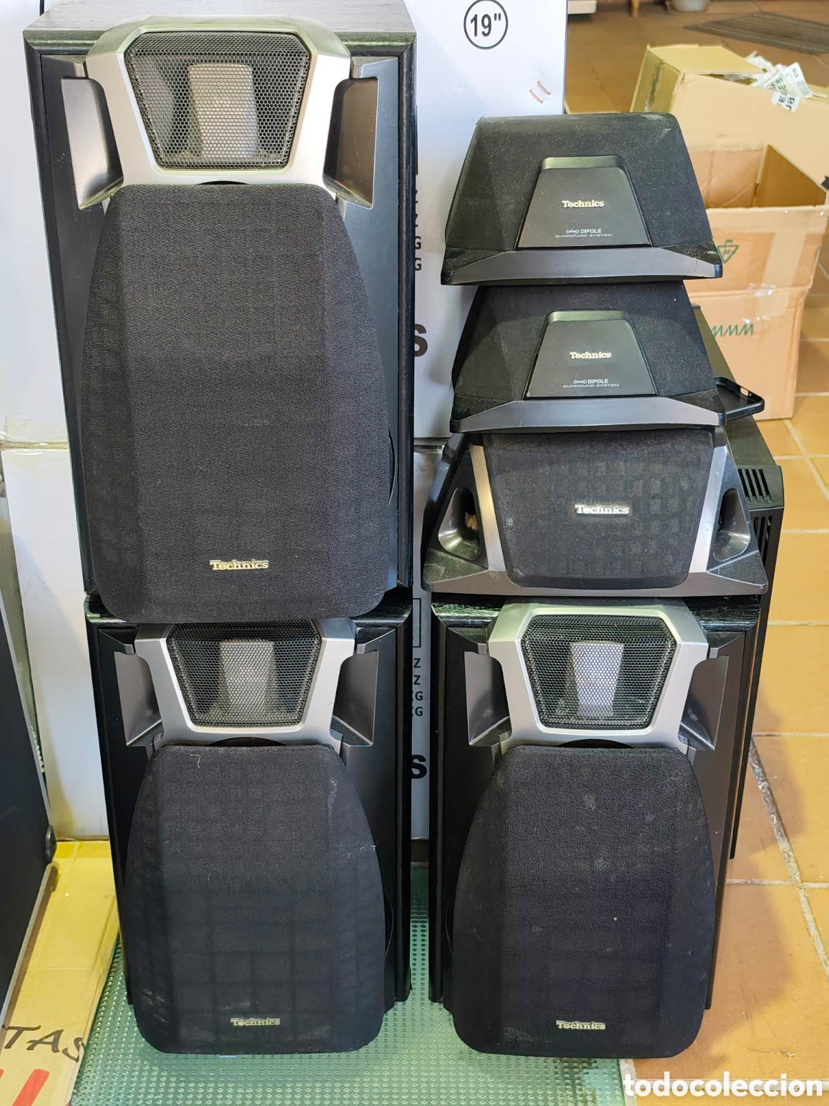 Radios antiguas: Lote Altavoces Technics para Minicadena (Principales + Sat&eacute;lites Dipolo Surround)