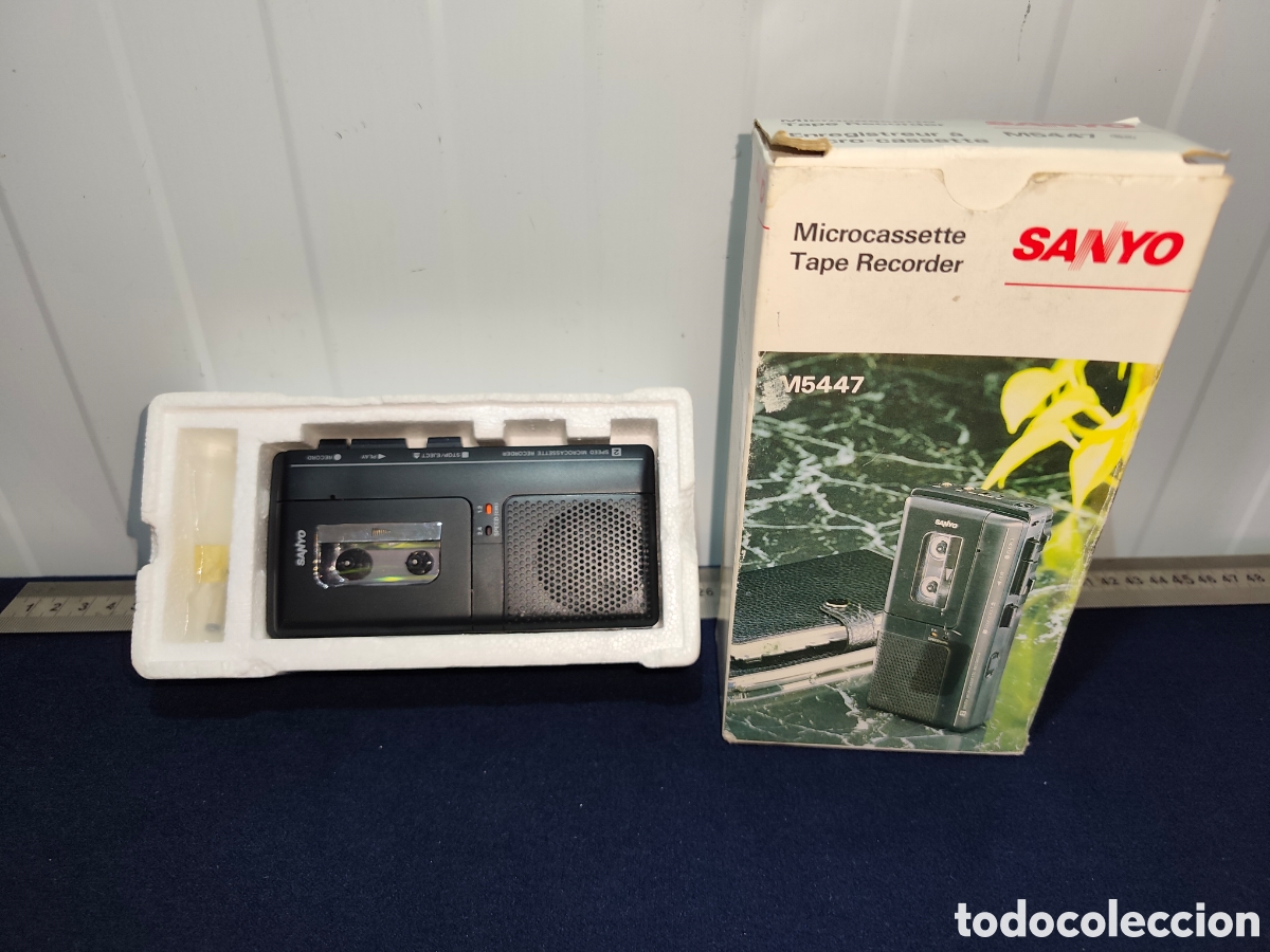 Radios Anciennes: Grabadora Dict&aacute;fono Microcassette SANYO M5447 Vintage &ndash; NIB / Nueva a Estrenar en Caja