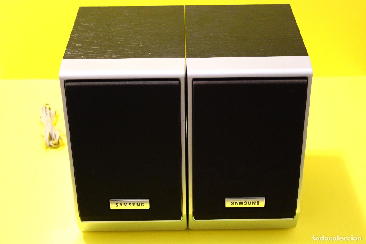 Radios antiguas: Pareja de Altavoces SAMSUNG PSZJ5E | 6 Ohms | Caja de Madera | Color Negro y Plata | IMPECABLES