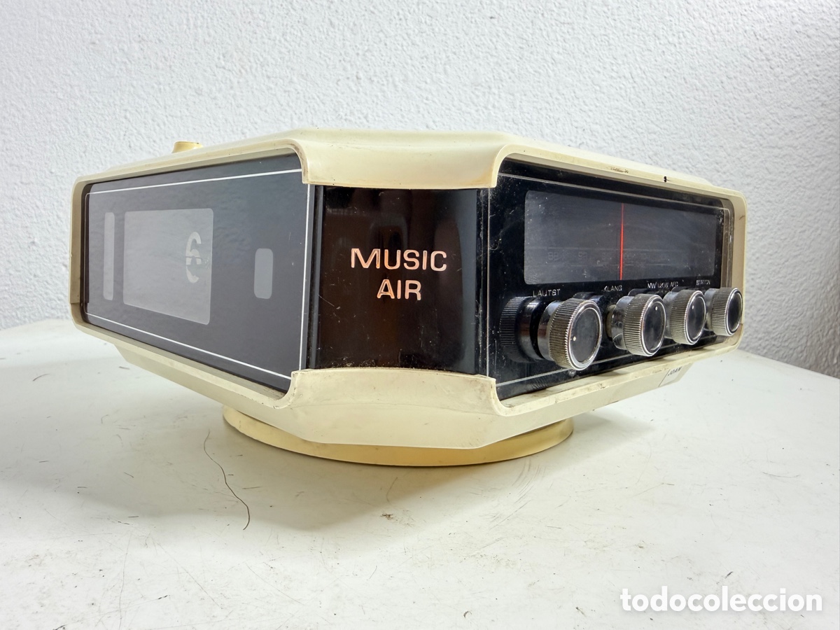 Radios antiguas: Music Air Radio Reloj Flip Clock Space Age Design 1970s No Funciona
