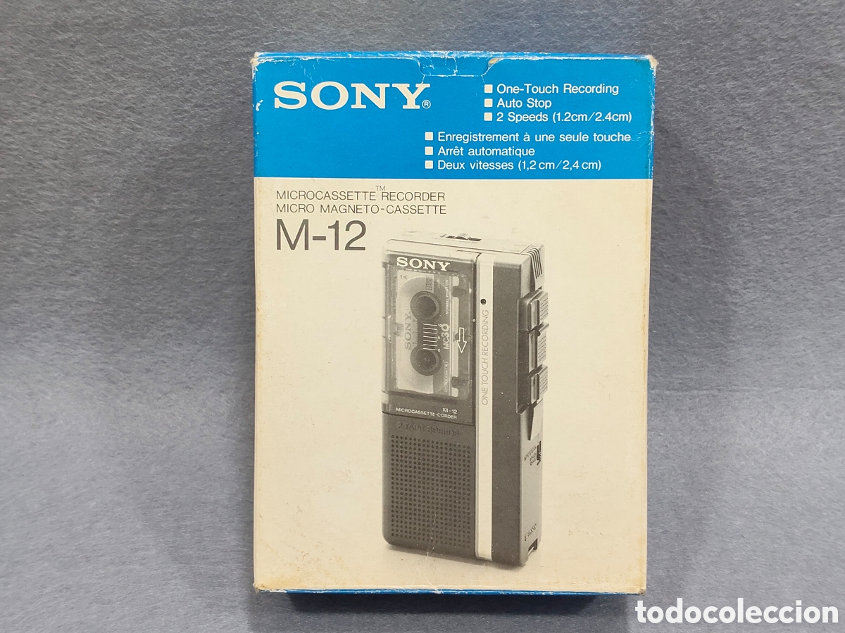Radios antiguas: MINI GRABADORA RECODER SONY M 12 CON SU CAJA Y FUNDA ORIGINAL 2 MINI CASETTES - Foto 2