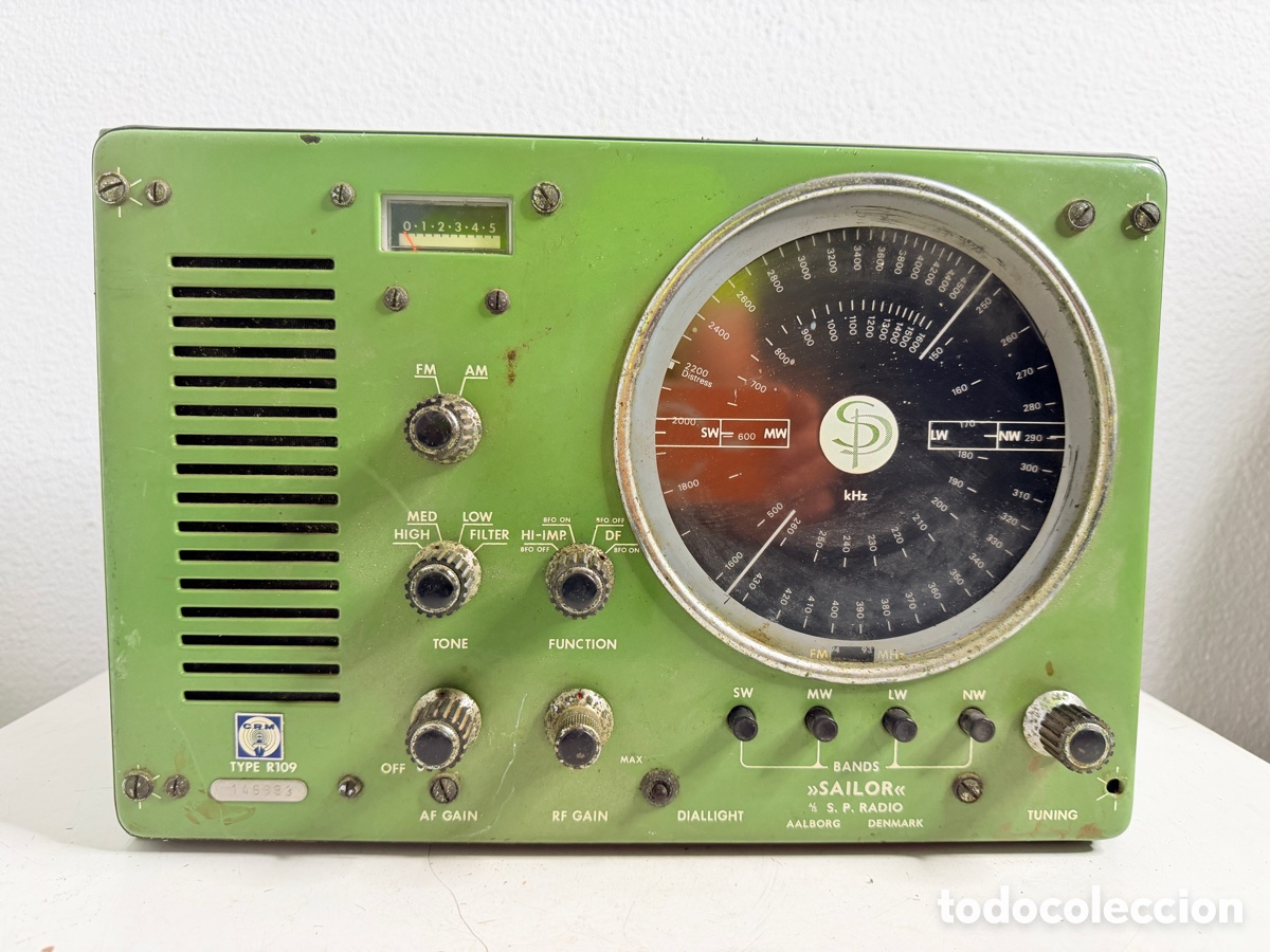 Radios antiguas: Sailor Type R109 Vintage Marine SW Radio Receiver S.P. Radio Denmark Solo Piezas