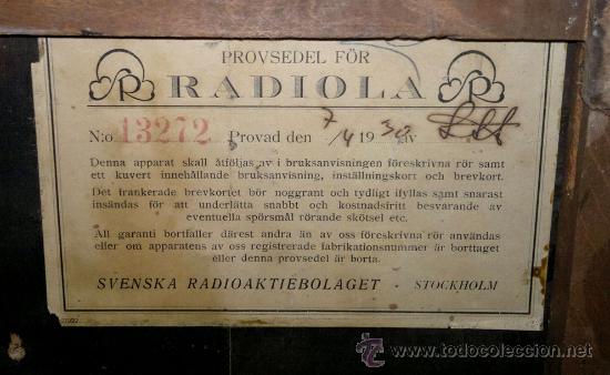 Radios de v&aacute;lvulas: RADIO RADIOLA A&Ntilde;O 1930 - Foto 5