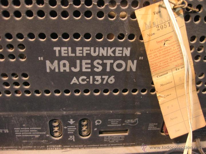 Radios de v&aacute;lvulas: RADIO TELEFUNKEN MAJESTON AC - 1376 - Foto 6