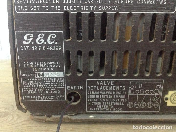 Radios de v&aacute;lvulas: RADIO G.E.C. BC 4835R FUNCIONANDO 220 V - Foto 8