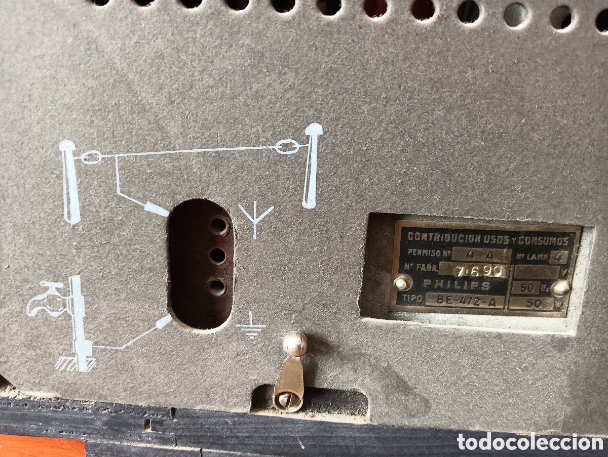 Radios de v&aacute;lvulas: Antigua radio Philips BE 472 A - Foto 8