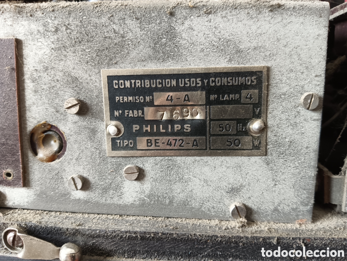 Radios de v&aacute;lvulas: Antigua radio Philips BE 472 A - Foto 5