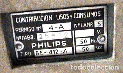 Radios de v&aacute;lvulas: RADIO VALVULAS PHILIPS BE-412A. FUNCIONANDO - Foto 8