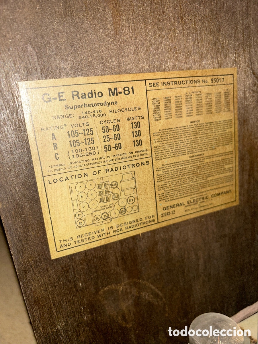 Radios de v&aacute;lvulas: Radio de v&aacute;lvulas General El&eacute;ctric GE - M 81 - Foto 7