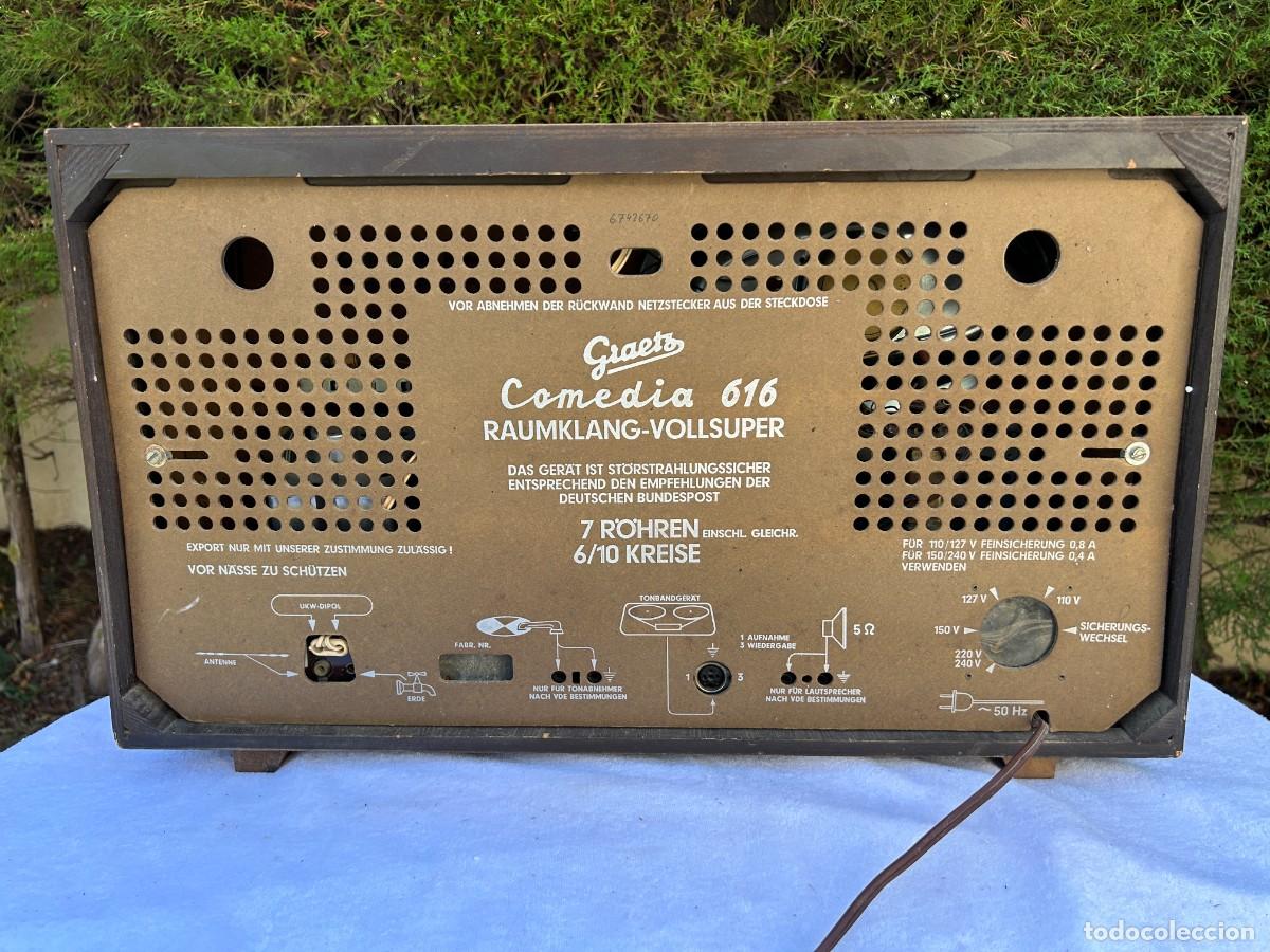Radios de v&aacute;lvulas: RADIO ANTIGUA GRAETZ COMEDIA 616 / FUNCIONANDO - Foto 2