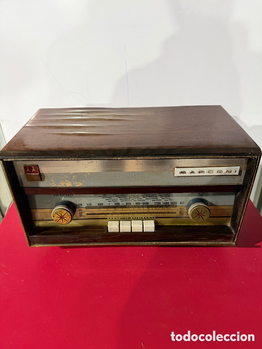 Radios de v&aacute;lvulas: Radio Antigua Marconi Marr&oacute;n Multicolor - Foto 1