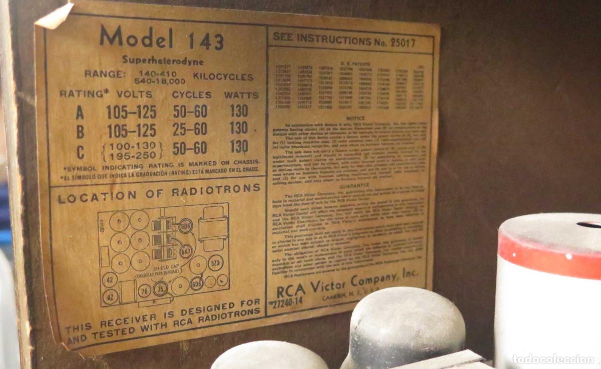 Radios de v&aacute;lvulas: RADIO RCA. MODEL 143 - Foto 9