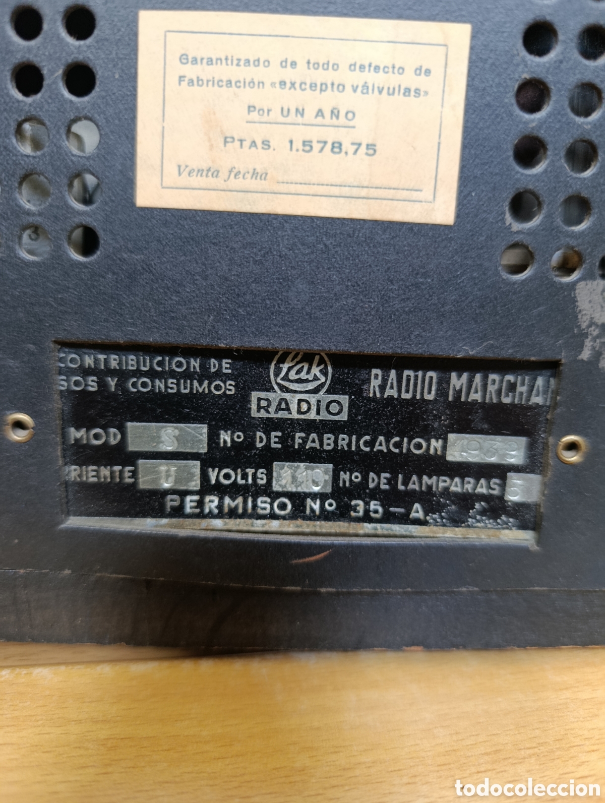 Radios de v&aacute;lvulas: Radio vintage Lak modelo Senior - Foto 4
