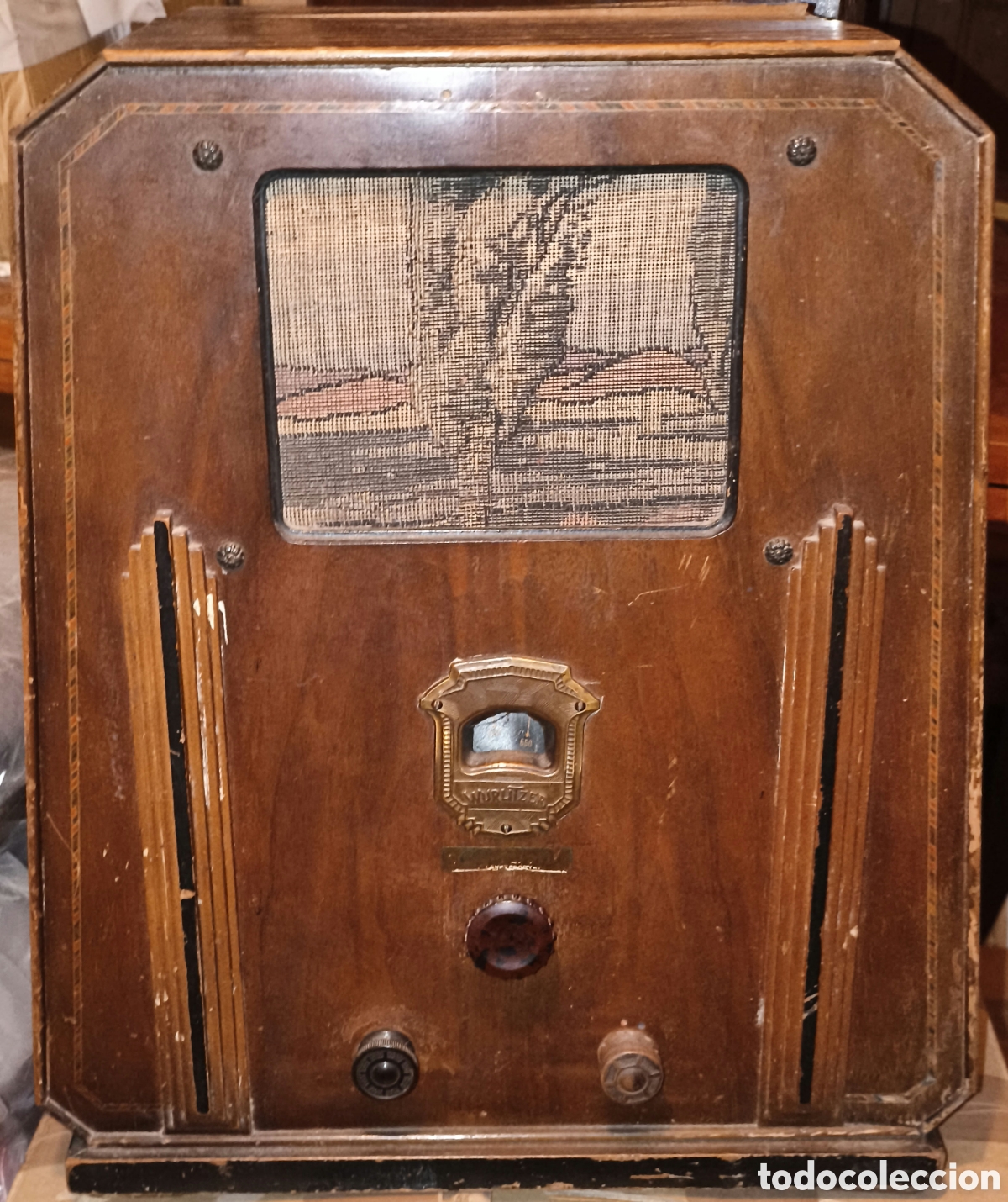 Radios de v&aacute;lvulas: Espectacular ​Antigua Radio Capilla A&ntilde;os 30 Wurlitzer - Tapa El Tablero Espa&ntilde;ol - Vintage Art D&eacute;co