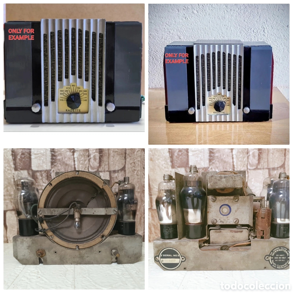 Radios de v&aacute;lvulas: Chasis Radio International Kadette B ANTIGUA V&Aacute;LVULAS BAQUELITA VINTAGE &Eacute;POCA MADERA