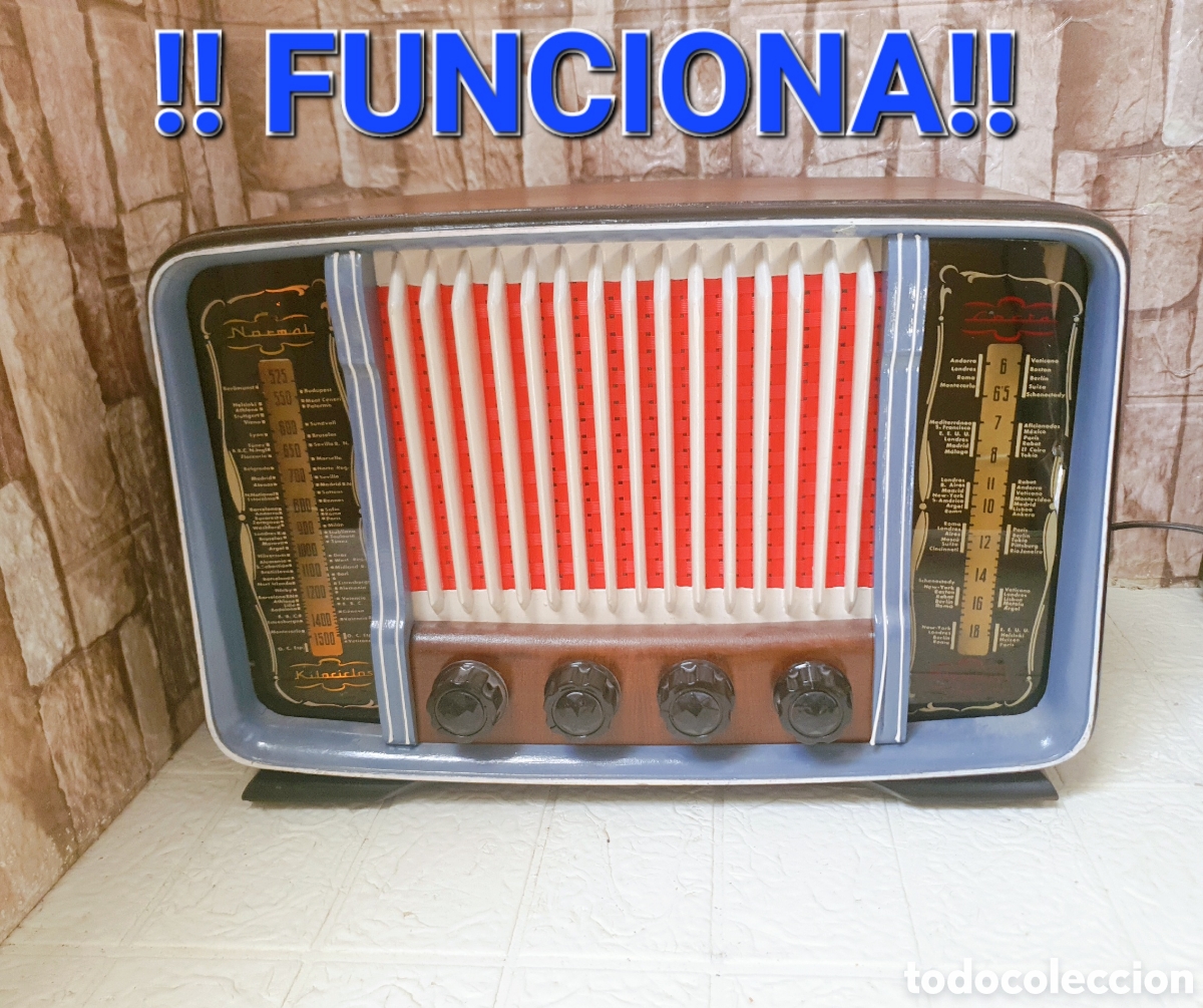 Radios &agrave; lampes: Radio Sideral 60P Arag&oacute;n Ramar Antigua v&aacute;lvulas lampara madera mando bot&oacute;n baquelita Vintage &eacute;poca