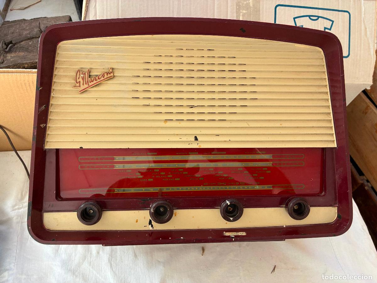 R&ouml;hrenempf&auml;nger: Radio G Marconi phone London baquelita rojo granate ver fotos para estado no probada 33x28x35 alto
