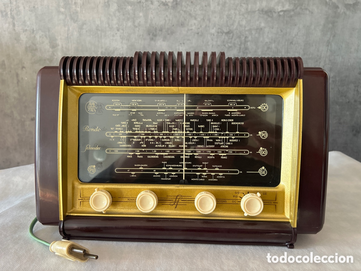 Valve radios: Preciosa y antigua radio Schneider Rondo 57. 1957