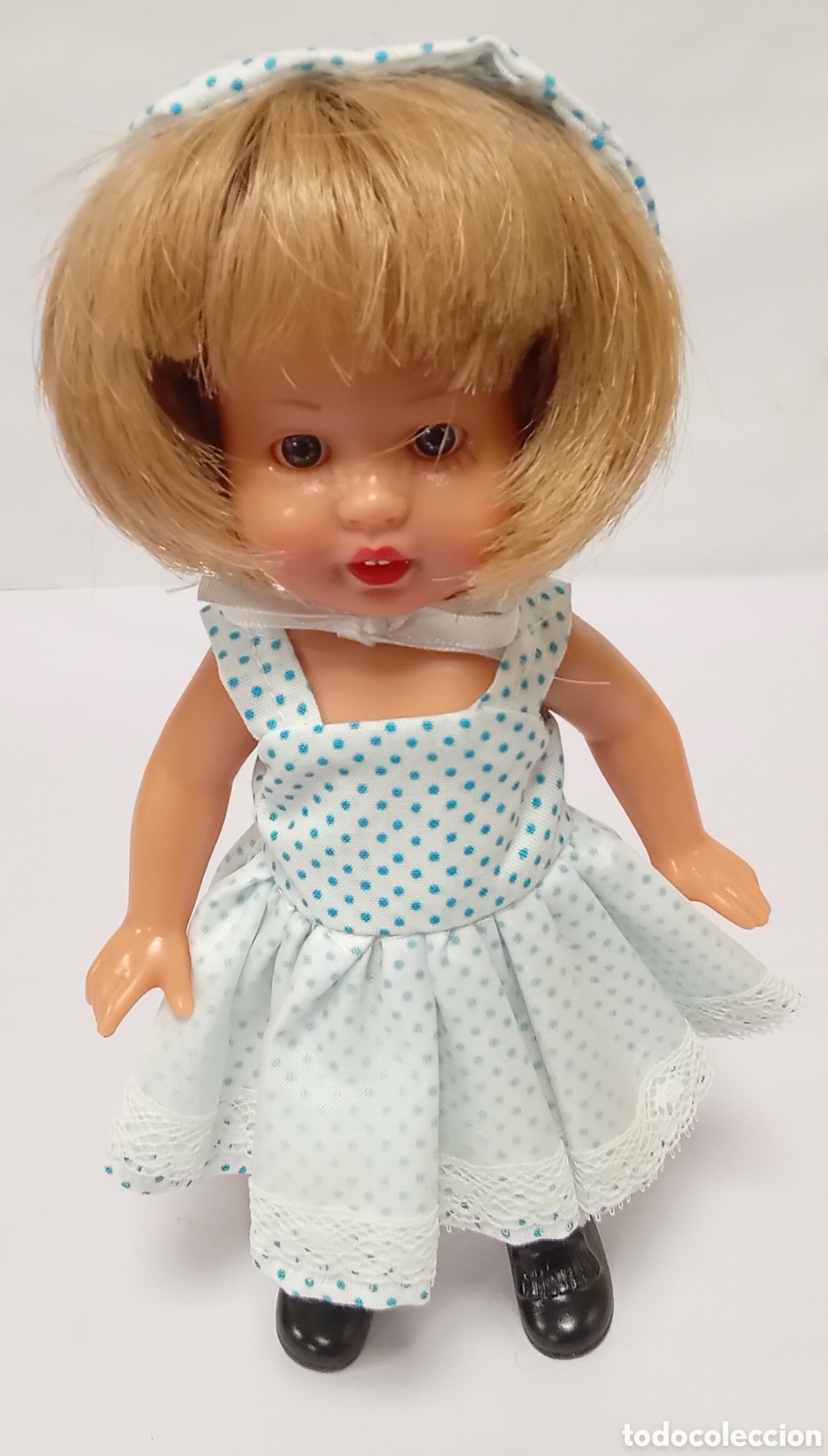 Reediciones mu&ntilde;ecas espa&ntilde;olas: Mariquita P&eacute;rez 20 CM vestido lunares azules Altaya