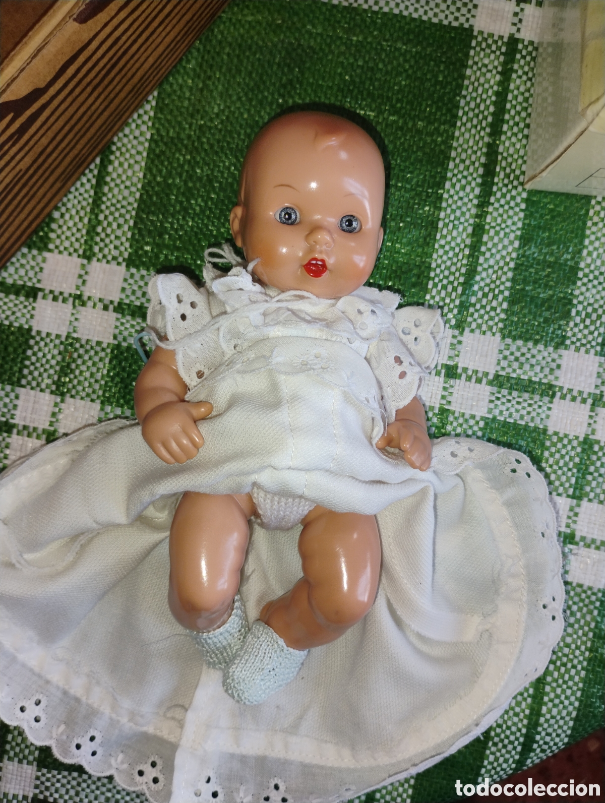 Reediciones mu&ntilde;ecas espa&ntilde;olas: &diams; Mini Juan&iacute;n Beb&eacute; 20 cm Original Mariquita P&eacute;rez - Completo con Fald&oacute;n Bautizo y Sonajero original